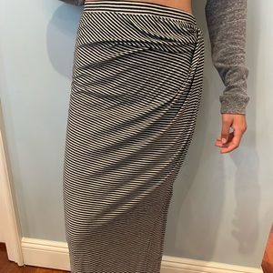 Black and white striped maxi skirt